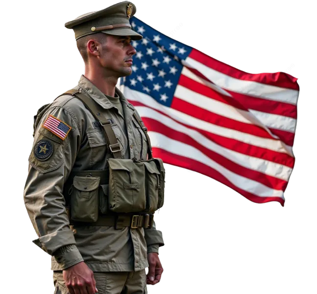 Soldier with American flag