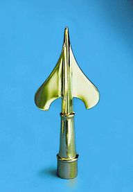 Golden Plated Army Guidon Spear Indoor Flag Pole Ornament