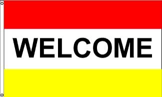 Welcome Red & Yellow Message Flag - 3' x 5' - Nylon