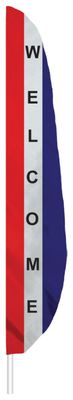 Red White & Blue Welcome Feather Flag - 7' x 17" - Nylon