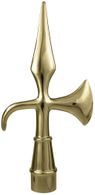 Battle Axe Flag Pole Ornament w/ Spindle - 8 1/4" - Gold Finish
