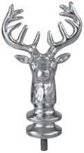 Elks Head Flag Pole Ornament w/ Ferrule - 4 1/2" - Silver Finish