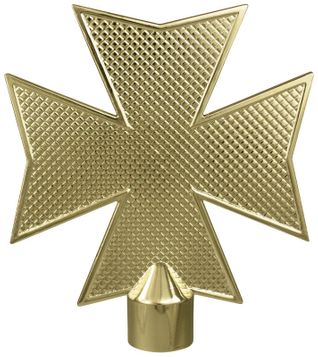 Maltese Cross Flag Pole Ornament w/ Ferrule - 6 3/4" - Gold Finish