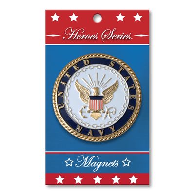 Heroes Series Navy Medallion Large Magnet - 3.75 Inches