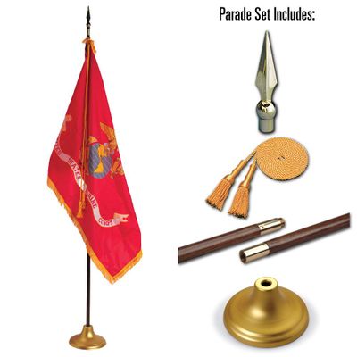 U.S. Marine Corps 3 x 5 Indoor Display and Parade Flag Set