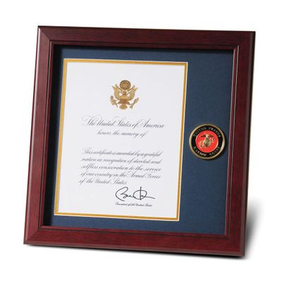 U.S. Marine Corps Medallion 8-Inch by 10-Inch Presidential Memorial Certificate Frame