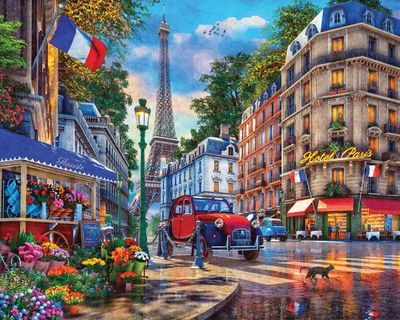 Jigsaw Puzzles Birthday Christmas （30x20 inch） Paris Flower Street Jigsaw Puzzles 1000 Pieces for Adults Men Women 
