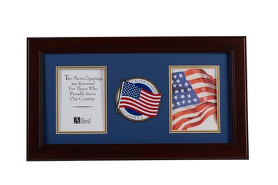American Flag Medallion 4-Inch by 6-Inch Double Picture Frame
