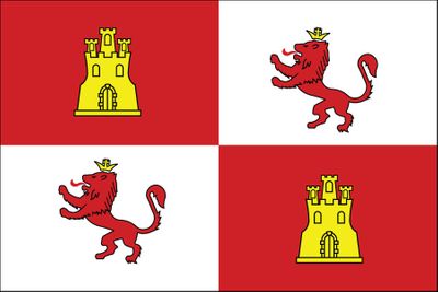 Royal Standard of Spain Stick Flag - 4" x 6" - Endura-Gloss